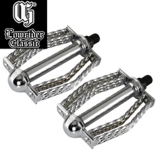 OG Lowrider Classic Round Square Twisted Bike Pedals 1/2" Chrome