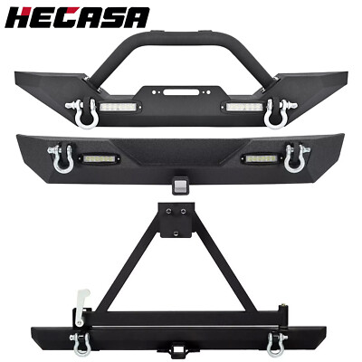 Front Or Rear Bumper W/ Lights Winch Plate D-rings For 87-06 Jeep Wrangler TJ YJ