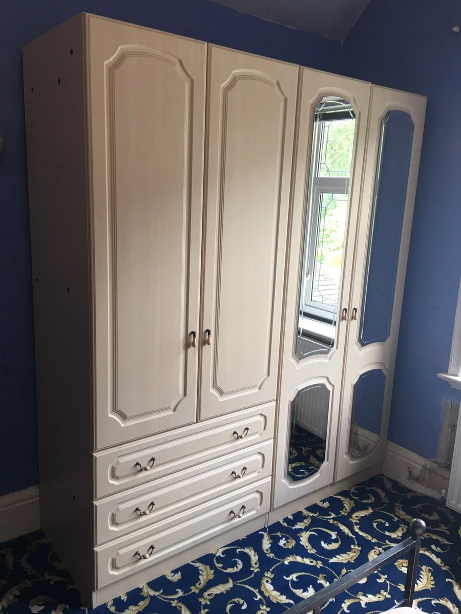MFI Provence Wardrobes Three Drawers Chest Mirrored Double Pear Wood Effect