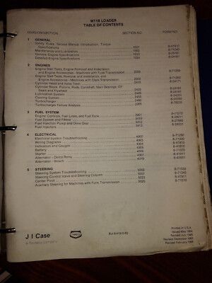 J.I CASE W11B Wheel Loader Shop Repair Service Manual 8-41910 Revision No. 3