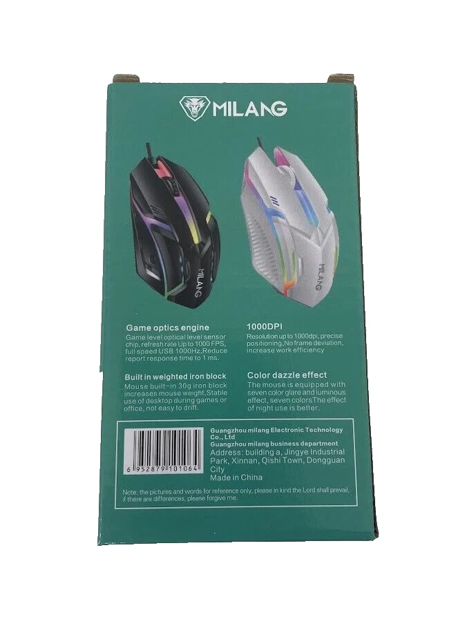 Milang M3 Limit Blade Luminous Gaming Mouse RGB LED Rainbow New - Image 3 of 4