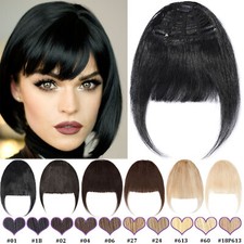 100 Real Remy Human Hair THICK Thin Neat Bangs Clip In Fringe Hair Extensions U