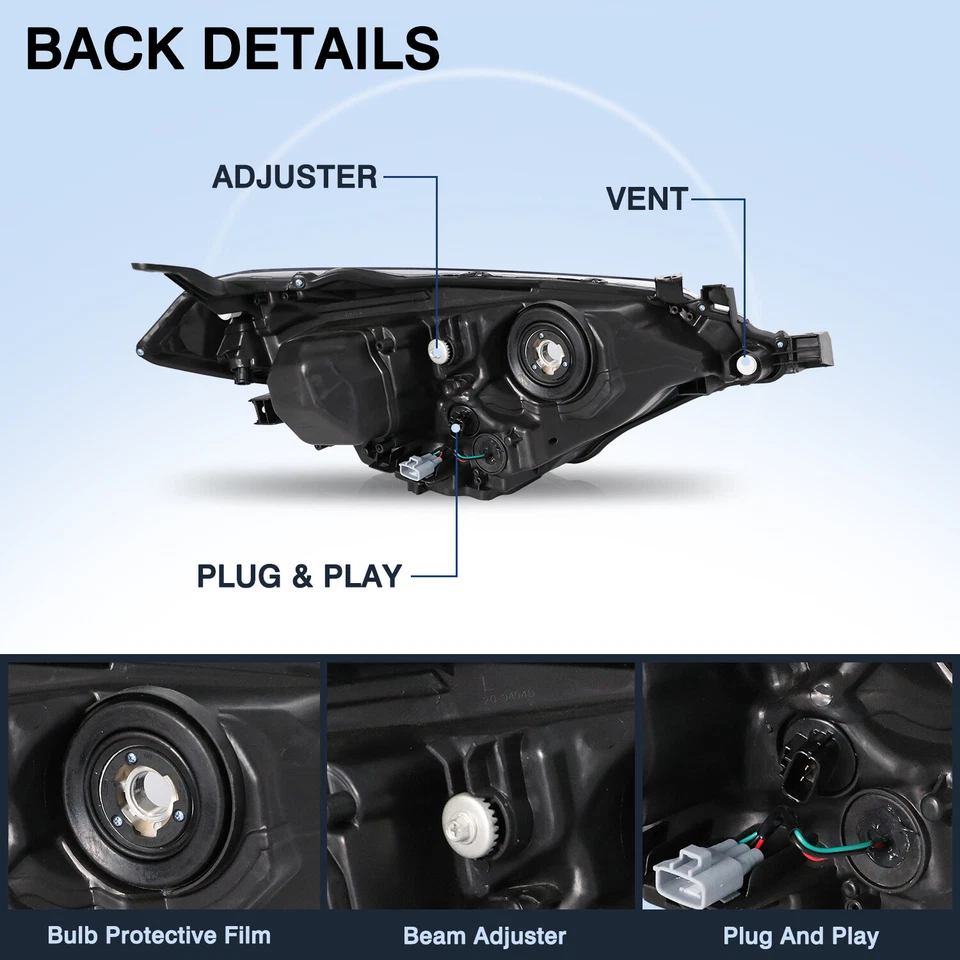 Par de faros esquineros ámbar negros para Toyota Corolla 2014 2015 2016 sedán Foto 3 de 4