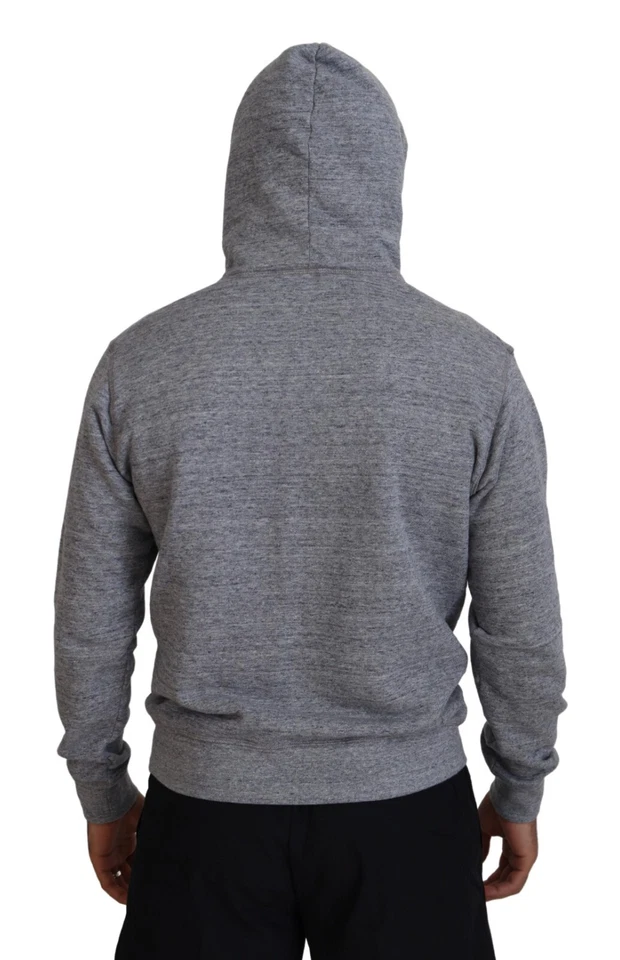DSQUARED2 Sweater Gray Cotton Hooded Logo Print Men Pullover IT48/US38/M 670usd - Image 3 of 4