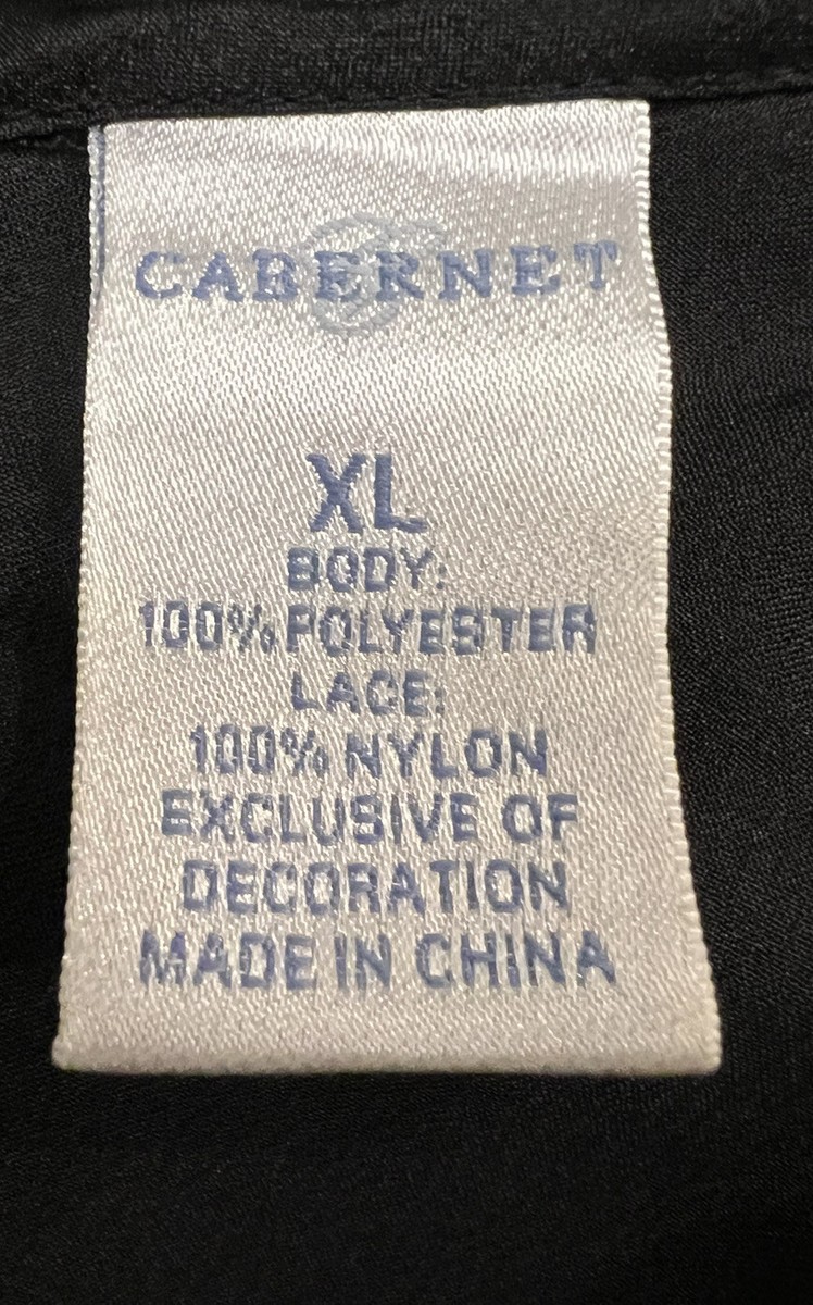 VTG Y2K Cabernet Women's Black Silky Satin Butterfly Shape Laced