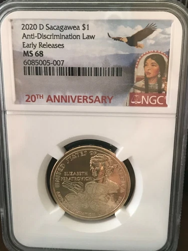 2020 D $1 Sacagawea Anti-discrimination Law NGC MS 68 *Low Pop - Early Releases*