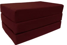 Queen Trifold Foam Beds, Foldable RV Mattress High Density Foam 6x60x80 Burgundy