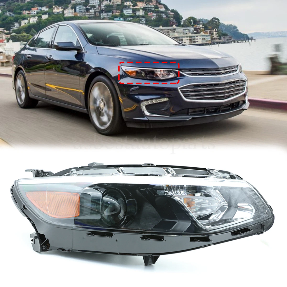 For 2016 2017 2018 Chevrolet Malibu Headlight Halogen Passenger