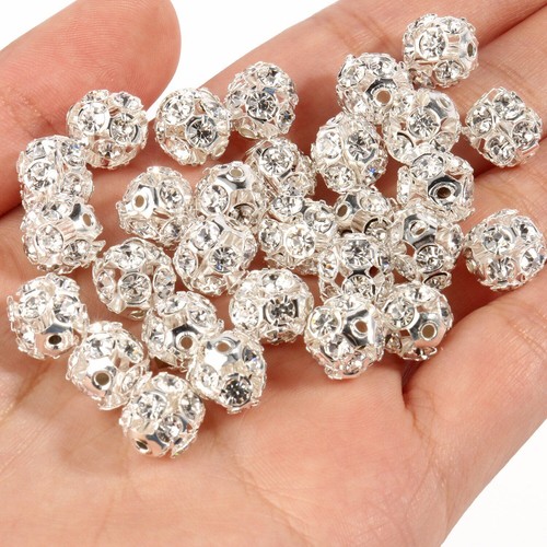 50pcs Ab Rhinestone Balls Multicolor Crystal Round Loose Spacer Beads Accessory - Picture 16 of 54