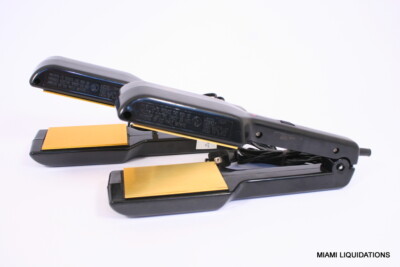Lot of 2 Solid Gold 2'' Straightening Hair Iron Flat C315AR Plates Black