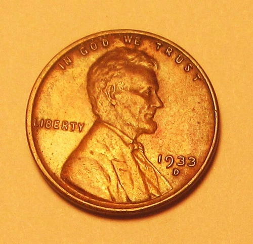 1933 D Lincoln Wheat Cent Extra Fine