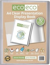 eco eco A4 Display Book 10 Pocket Presentation Clear 50% Recycled 
