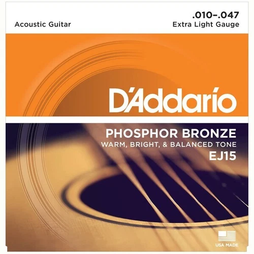 D'Addario EJ15 Phosphor Bronze Acoustic Guitar Strings - Extra Light (10-47) - Picture 2 of 4