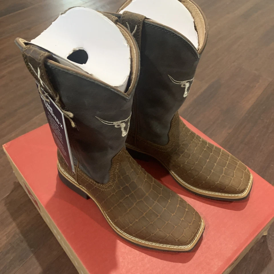 Botas Twisted X® para niños Top Hand Chocolate y Azul Polvoriento YTH0017 Talla 1 Foto 2 de 4