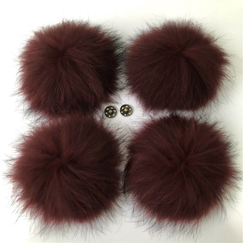 10 piezas/lote-15 cm/6" Bola de pompón de piel de mapache real con botón a presión sombrero gorro hágalo usted mismo - Imagen 52 de 63