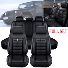 For Jeep Car Seat Cover 5-Seats Full Set PU Leather Front & Rear Deluxe Cushion
