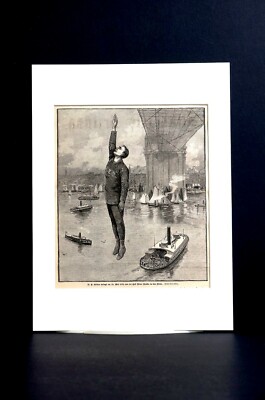 Brooklyn Bridge Jumper 1885 ROBERT ODLUM FATAL DEATH JUMP Matted