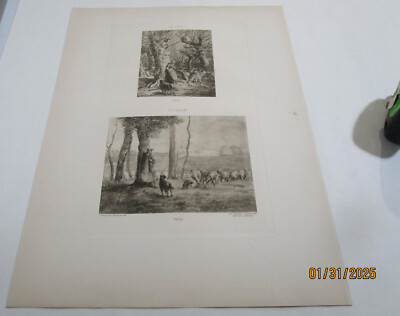 CH JAQUE J F MILLET SHEEP SCENES ENGRAVING PLATE PRINT 1916 11 X 15 SEE OTHERS