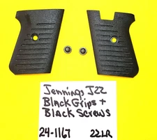 JENNINGS J 22 IN 22 LR.   FACTORY NEW BLACK GRIPS WITH CHROME SCREWS 24-1167A