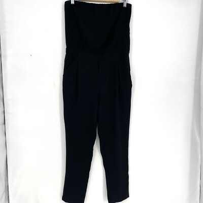 Zara Basic Jumpsuit Sleeveless Sweetheart Pants Black Womens Small Button Back