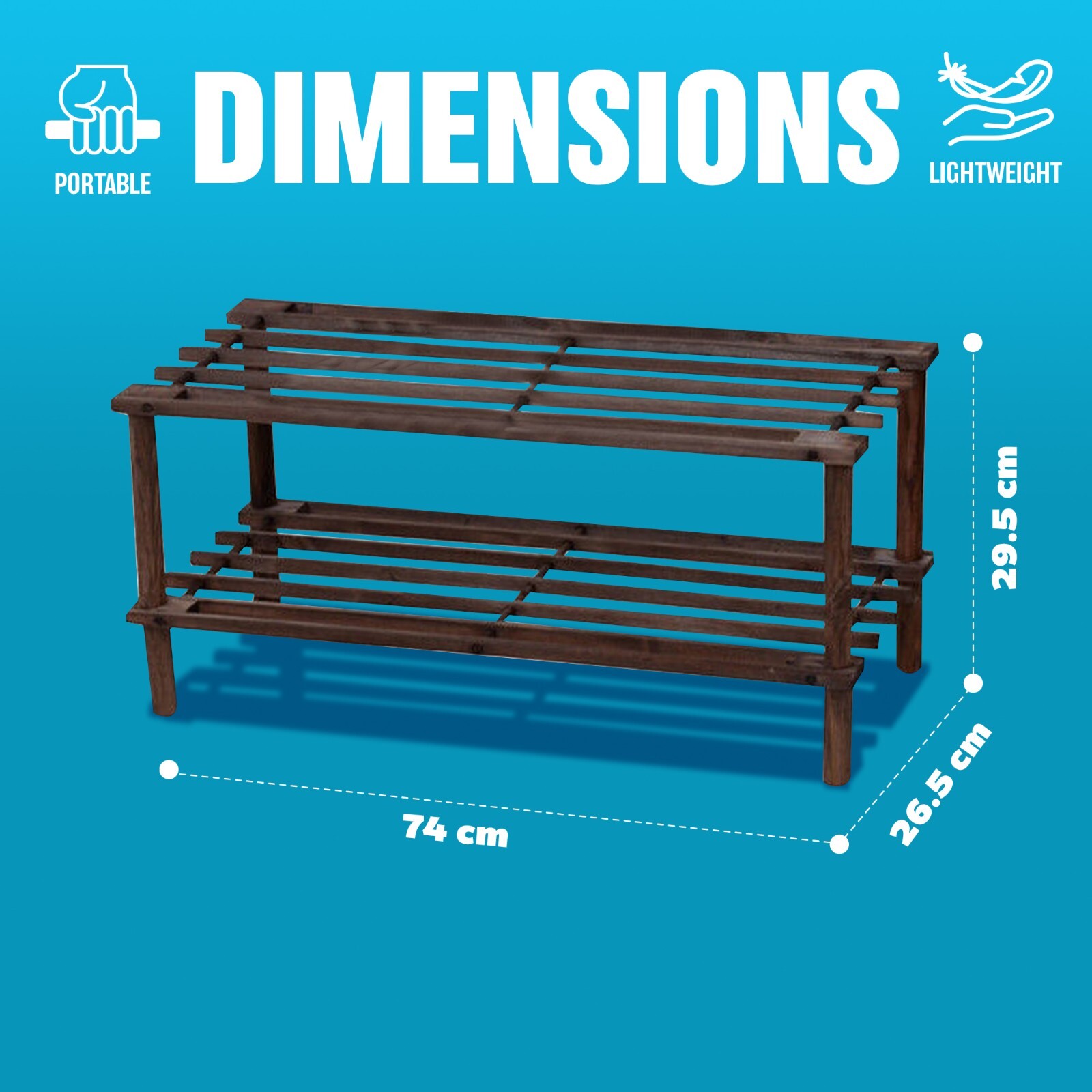 DARK OAK WOODEN SHOE RACK FOOTWEAR STORAGE ORGANISER STRONG UNIT SHELF