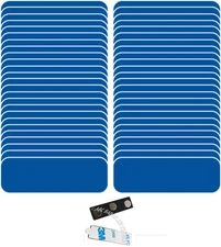 100 BLANK 1 X 3 BLUE / WHITE NAME BADGE KIT (U) 1/4" CORNERS MAGNETS & LABELS 