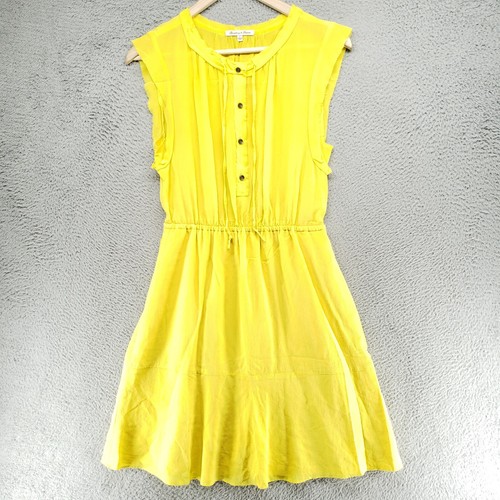 Broadway & Broome 100% Seide Kleid Damen 2 Sommer gelb Falten transparent ärmellos