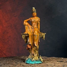 China High Quality Hand Brass Casting Guanyin Free Bodhisattva Kwan-yin Statue