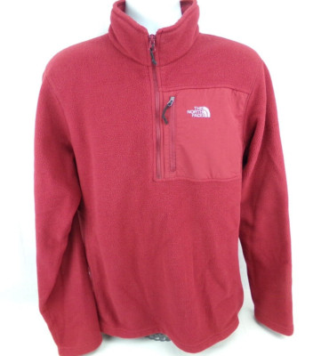 The North Face Fleece Jacket Mens Large Red 1/2 Zip Mock Pullover Colorful
