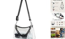 Clear Bag for Stadium Events - Clear Purse for Women with Detachable Black