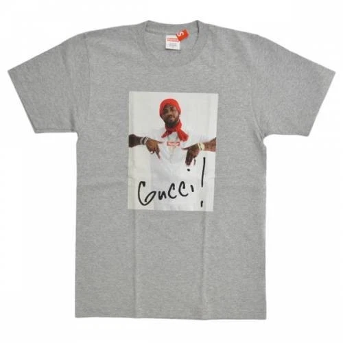 Nouveau t shirt SUPREME Supreme Gucci Mane gris bruyère S R2A 180071