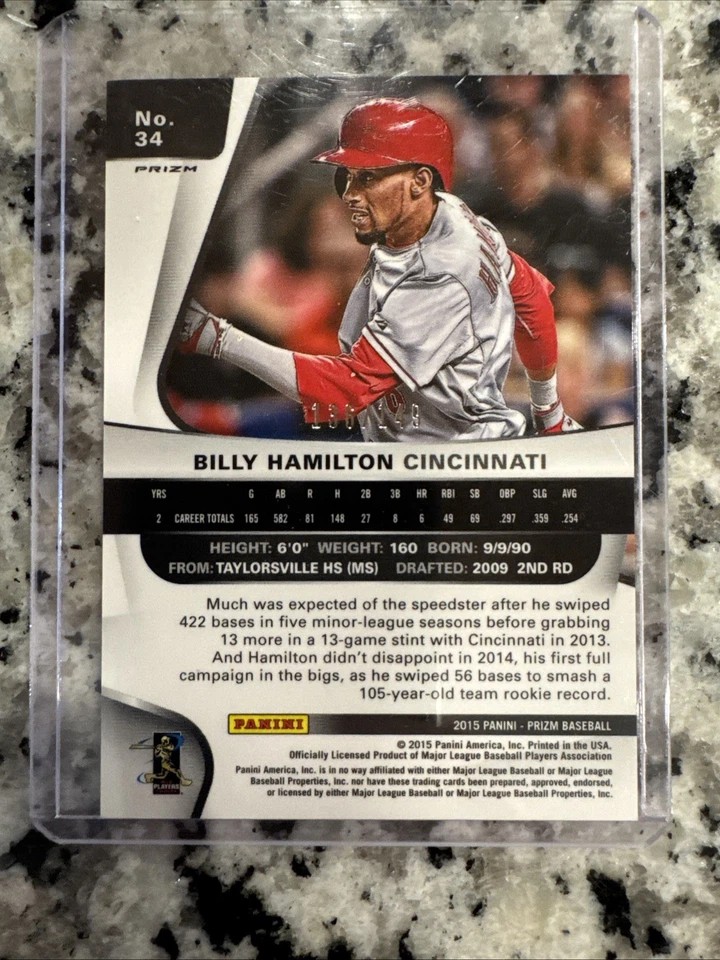 Panini Prizm 2015 - Billy Hamilton #34 blanco y negro Checker Prizm/149 Foto 2 de 2