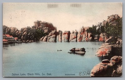 Sylvan Lake Black Hills South Dak Handcolored SD 1908 Postcard TS-245