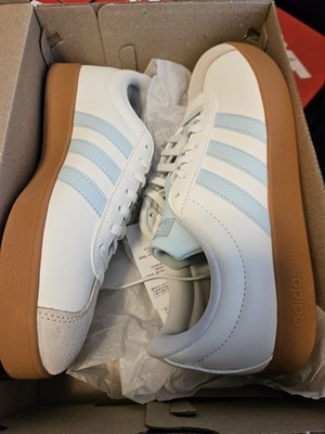 adidas VL Court Base Leather Lace-Up Low Top White/Light Blue Gum JI1767