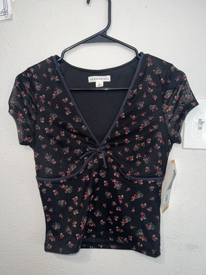 #ad Aeropostale Floral Mesh V Neck Crop Top Brand New With Tags medium $11.99