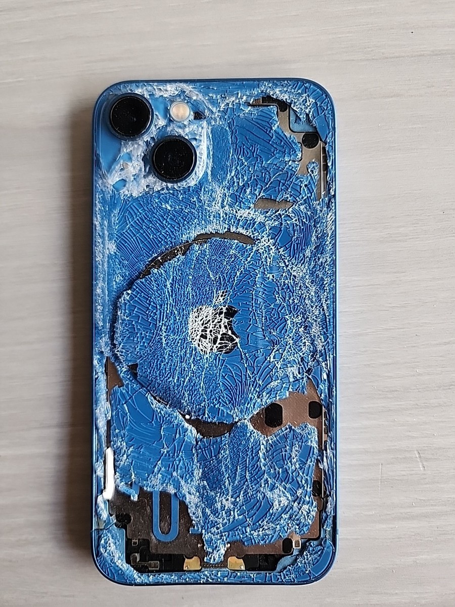 iPhone 13 Blue Back Glass Frame Replacement OEM With Small Parts