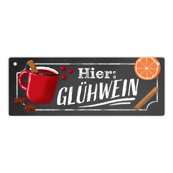 Hier: GlüHwein Metallschild L In 10,5X28Cm-image