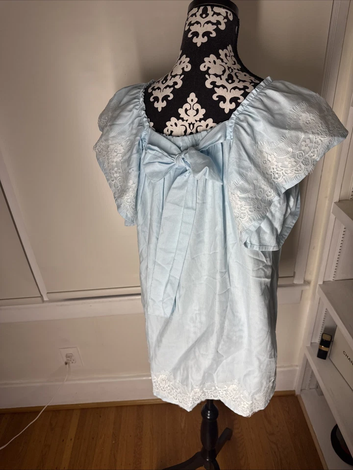 NWT Girls Phi Clothing Super cute Light Blue Dress Size 12 Lace Flutter Sleeves - Image 4 of 4