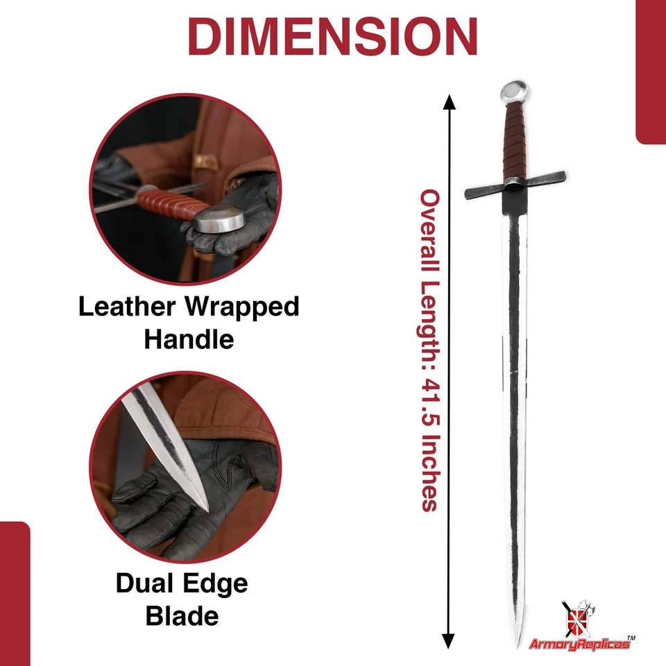 Замок в рыцарь средневековый меч 1095 из углеродистой стали двойной тон лезвие с ножнами - Изображение 2 из 4