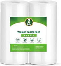 Vacuum Sealer Bags Roll - 2 Pack 8"x50 feet Heavy Duty For Food Saver Storage