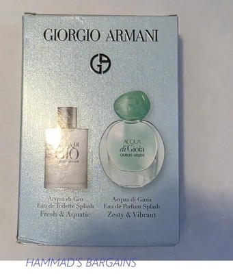 ACQUA DI GIO+ACQUA DI GIOIA EDT AND EDP 5ML FOR MEN AND WOMEN SPLASH MINISET NEW
