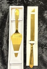Wedding Cake Knife and Server Set, Gold Stainless Steel Cake Pie Serving Set
