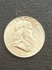 1955 Denver Franklin Silver Half Dollar Bu Bell Line Frosty White Luster