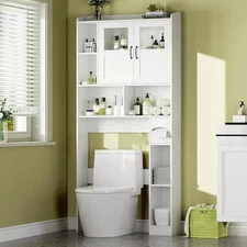  Over The Toilet Storage Cabinet; 67.4 Inch Bathroom Organizers and White