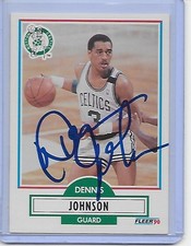 Basketball Card IP auto NBA DENNIS JOHNSON HOF Boston Celtics 1990-91 Fleer