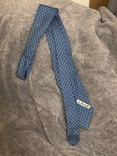 E.Marinella Blue Small Pattern Men's Silk Tie Italy Made Near Mint
