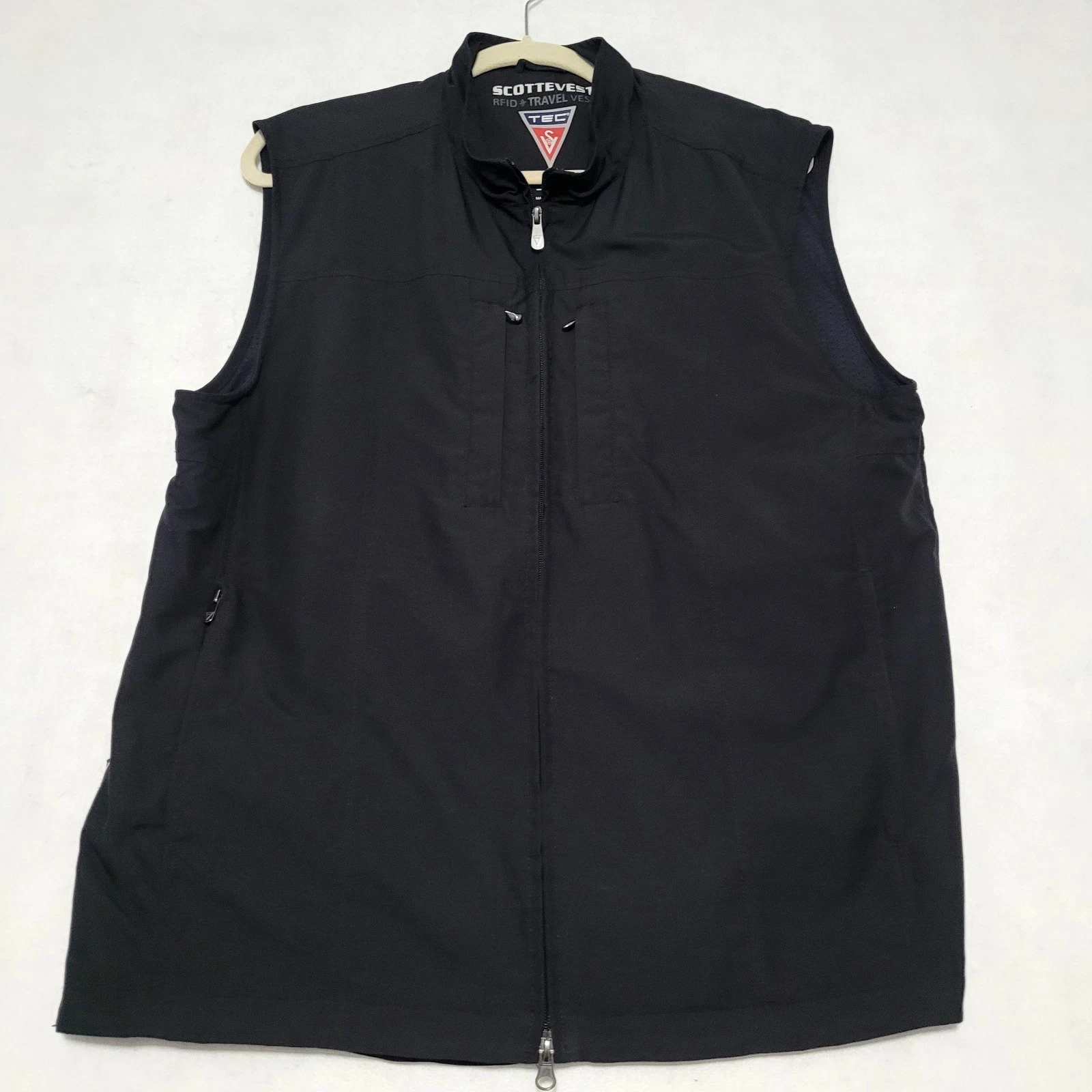 SCOTTeVEST Men’s Large Black RFID Travel Vest Full Zip TEC Teflon E2