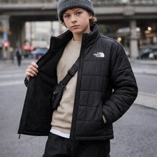 The North Face Reversible Black Puffer Fleece Jacket Youth Large 10-12 Gorpcore