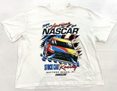 NASCAR Stock Car Racing Shirt Mens XXL White NASCAR Auto Racing Daytona Tee