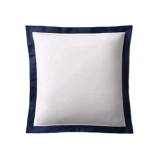 Ralph Lauren Organic Cotton Sateen Border Euro Pillow Sham Polo Navy Square 